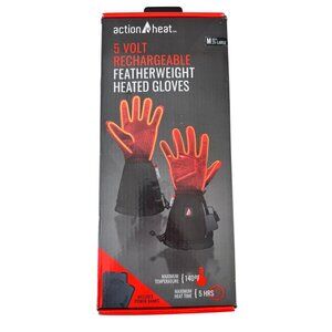 Action Heat Featherweight Rechargeable Size XXL Men’s 5 Volt Heated Gloves NWB $